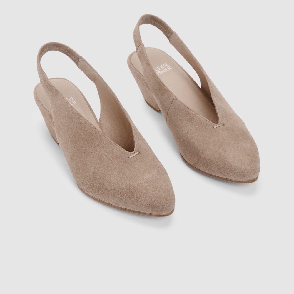 Eileen Fisher Gatwick Nubuck Slingback Block Heel Pumps